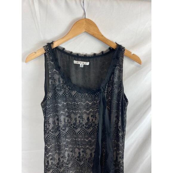 CABI Emily Lace Overlay Tie Bow Neckline Tank Blouse #552 Size Small - Picture 4 of 8